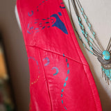 Vintage 90s Char Hand-Painted Leather Vest – Red Western Art Tassel Vest