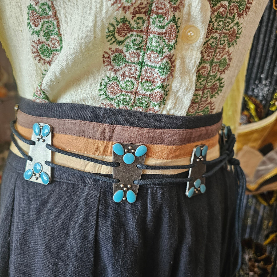 Vintage Turquoise metal Belt