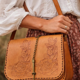 Vintage Hand-Tooled Leather Shoulder Bag