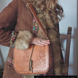 Vintage Hand-Tooled Leather Shoulder Bag