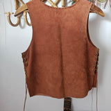 Vintage Brown Suede Fringe Vest — Size M