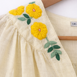 Elms + King Pasadena Lemon Linen Embroidered Blouse – Size M