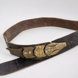 Vintage Black Leather croc Statement Belt