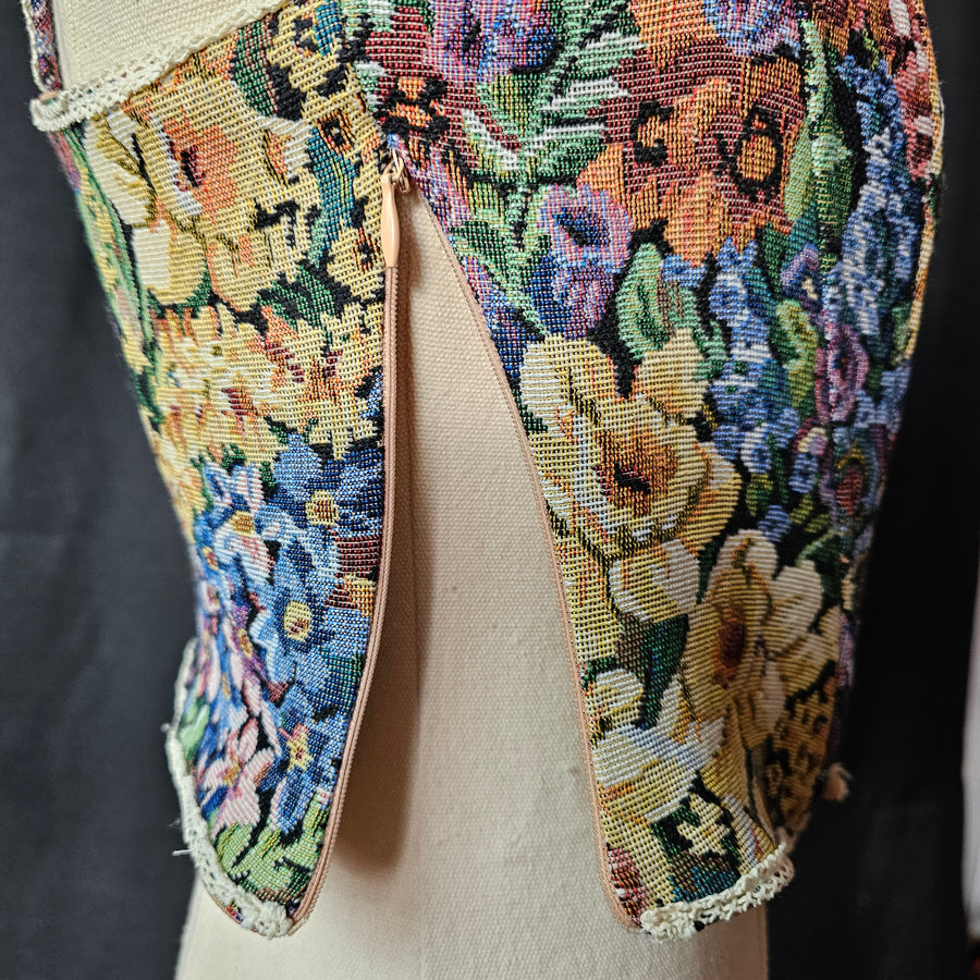 Vintage Floral Tapestry Corset Top M