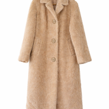 Vintage Champagne Brushed Mohair Long Coat – Made in England 10/12