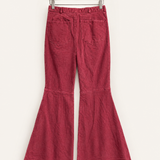 House of Skye Burgundy Corduroy Bell Flares — Size L