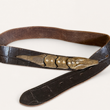 Vintage Black Leather croc Statement Belt