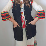 Vinetti Black Suede Long Waistcoat Vest / Dress (M–L)