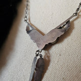 Vintage Zuni Sterling Silver Multi-Stone Inlay Feather Necklace