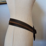 Vintage Crocetta Italy Leather Belt with Silver Snake Head Buckle