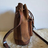 Vintage Tooled Leather Drawstring Bag