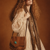 Vintage Turquoise Stone Leather Bag