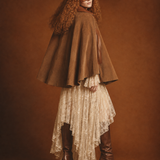 Vintage Tan Brown Suede & Leather Cape Poncho ONE SIZE