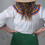 Vintage Mexican Cotton Embroidered Blouse M/L