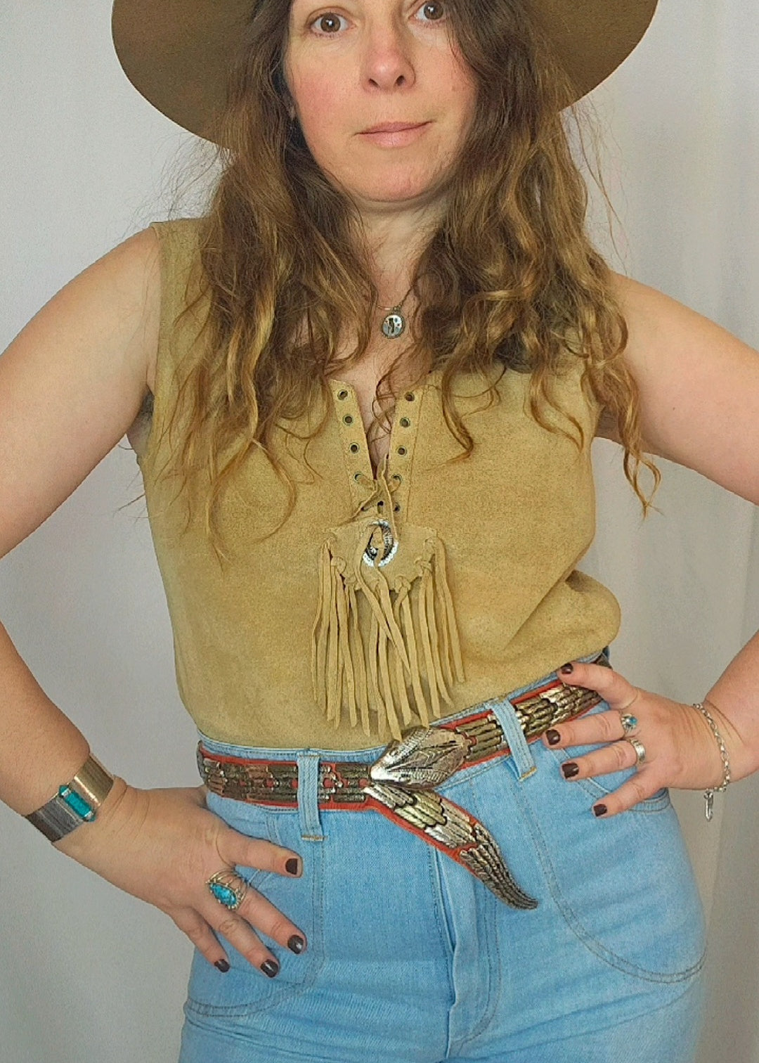 Suede Western concho top