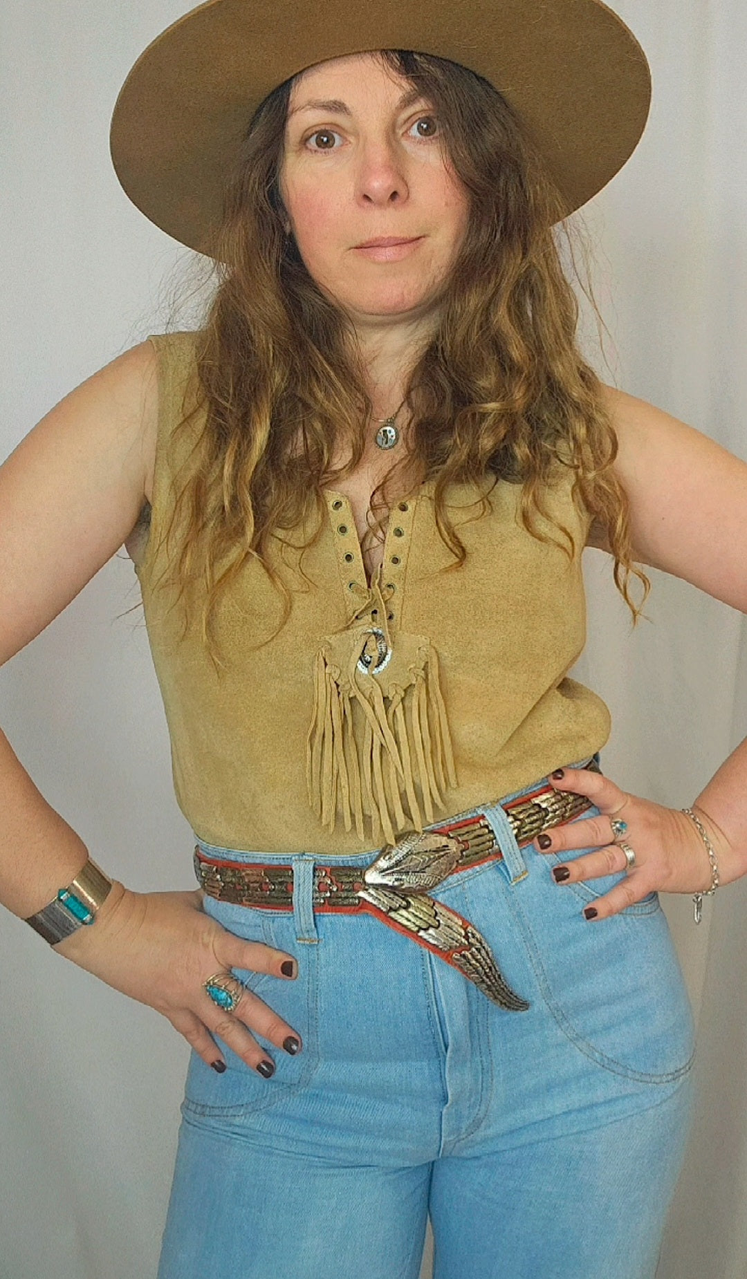 Suede Western concho top