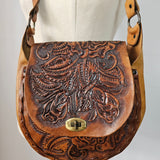 Vintage 70s Tooled floral bag