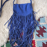 Cobalt Blue Suede Fringe Crossbody Bag