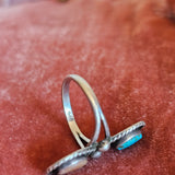 Vintage Sterling Silver Turquoise & Sunstone Double Ring