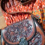 Hand-Tooled Vintage Leather Crossbody Bag