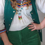 Vintage 70s Suede Vest – Deep Emerald Green Small