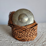 Vintage Woven Leather Statement Belt
