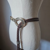 vintage brighton braided leather belt + original pouch