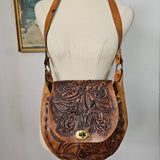 Vintage 70s Tooled floral bag