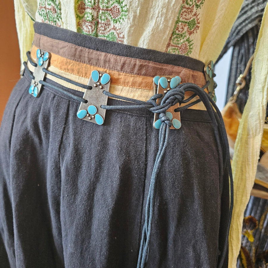 Vintage Turquoise metal Belt