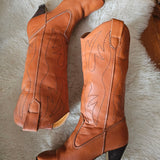 Vintage Tan Leather Western Boots – Size 6.5 (fits 6.5–7)