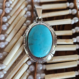 sterling silver turquoise stone pendant necklace