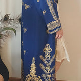 Royal Blue & Gold Embroidered Vintage Robe Coat – Bohemian Queen Energy M/L