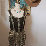 Vintage Suede & Crochet Mini Dress/top S