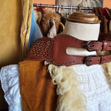 Vintage Woven Leather Double Buckle Belt