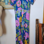 Colorful floral-patterned fabric on a white surface