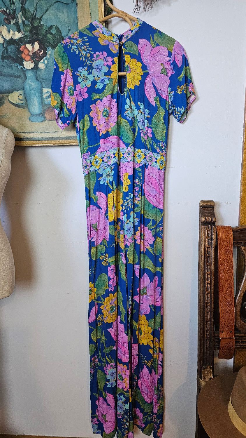 Colorful floral-patterned fabric on a white surface