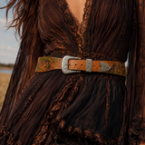 Handcrafted Painted Western Leather Belt 98cm long
