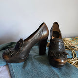 Frye Naiya Kiltie Moc Leather Heels – Size 39 (8) – Brown