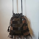 Y2K Vintage Patchwork Leather & Suede Fringe Bag