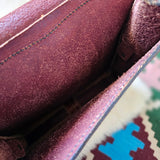Vintage Brown Tooled Leather Saddle Bag