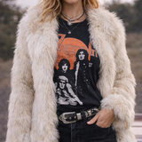 Vintage Cream Faux Fur Jacket – Silk Lined 8/10