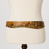 Handcrafted Painted Western Leather Belt 98cm long