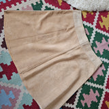 Vintage 1970s Tan Suede Leather A-Line Mini Skirt 10/12