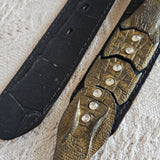 Vintage Black Leather croc Statement Belt