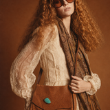 Vintage Turquoise Stone Leather Bag