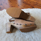 Vintage Leather/ Wood Clog Heels – Size 8