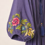 Chasing Unicorns 'Northern Skies' Embroidered Cotton Gauze Maxi Dress S /small faults