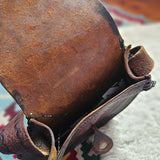 Vintage 60s/70s Hand-Tooled Leather Mandala Shoulder Bag