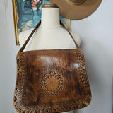 Vintage Tooled Leather Shoulder Bag