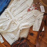 Cream Crochet Tie Waist Cardigan Top M